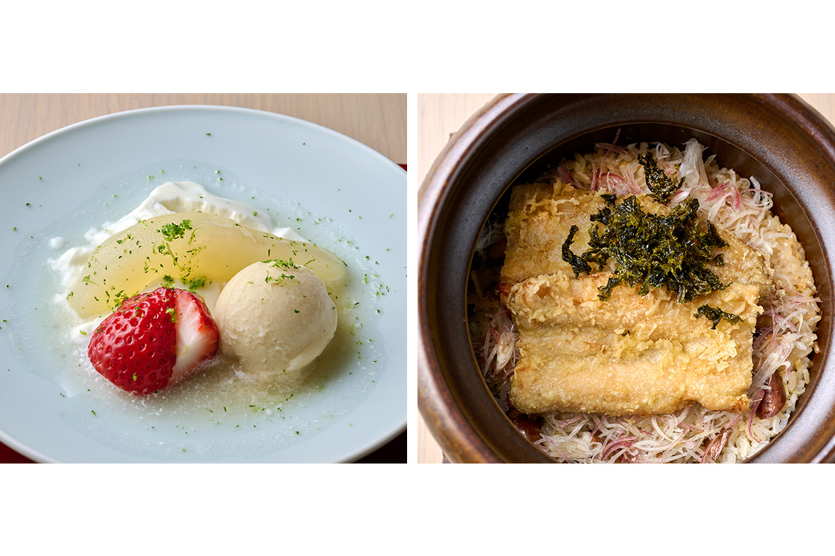 宿泊時の夕食の御飯と水菓子